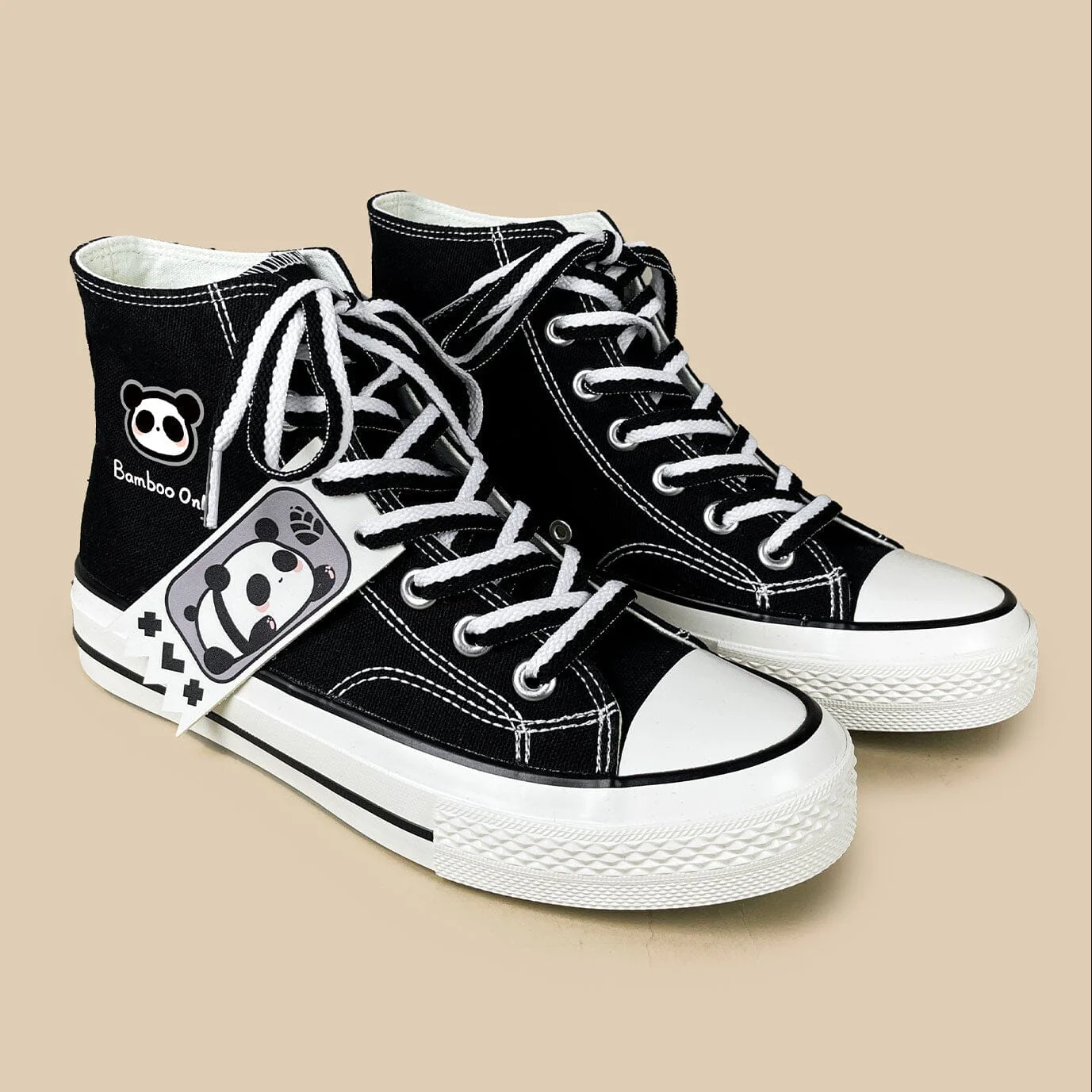 Bamboo Only Panda High Top Canvas Shoes - Unisex - Image 3