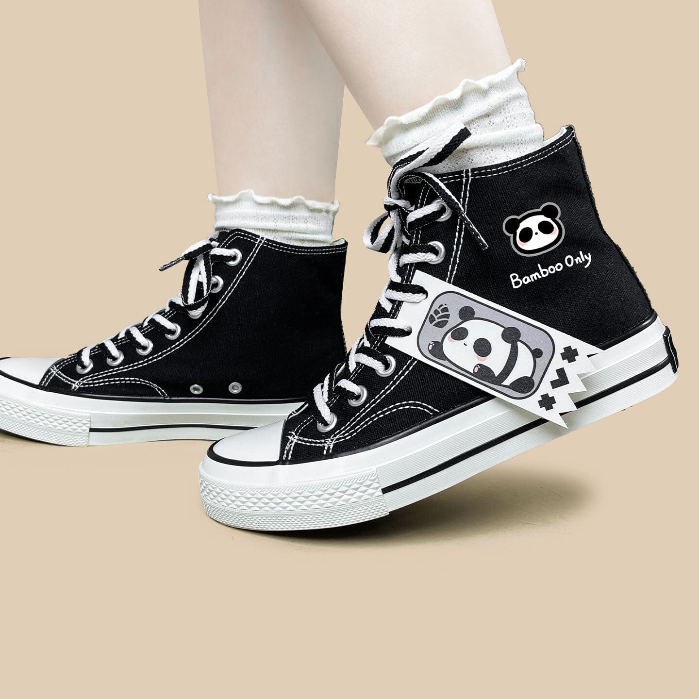Bamboo Only Panda High Top Canvas Shoes - Unisex - Image 6