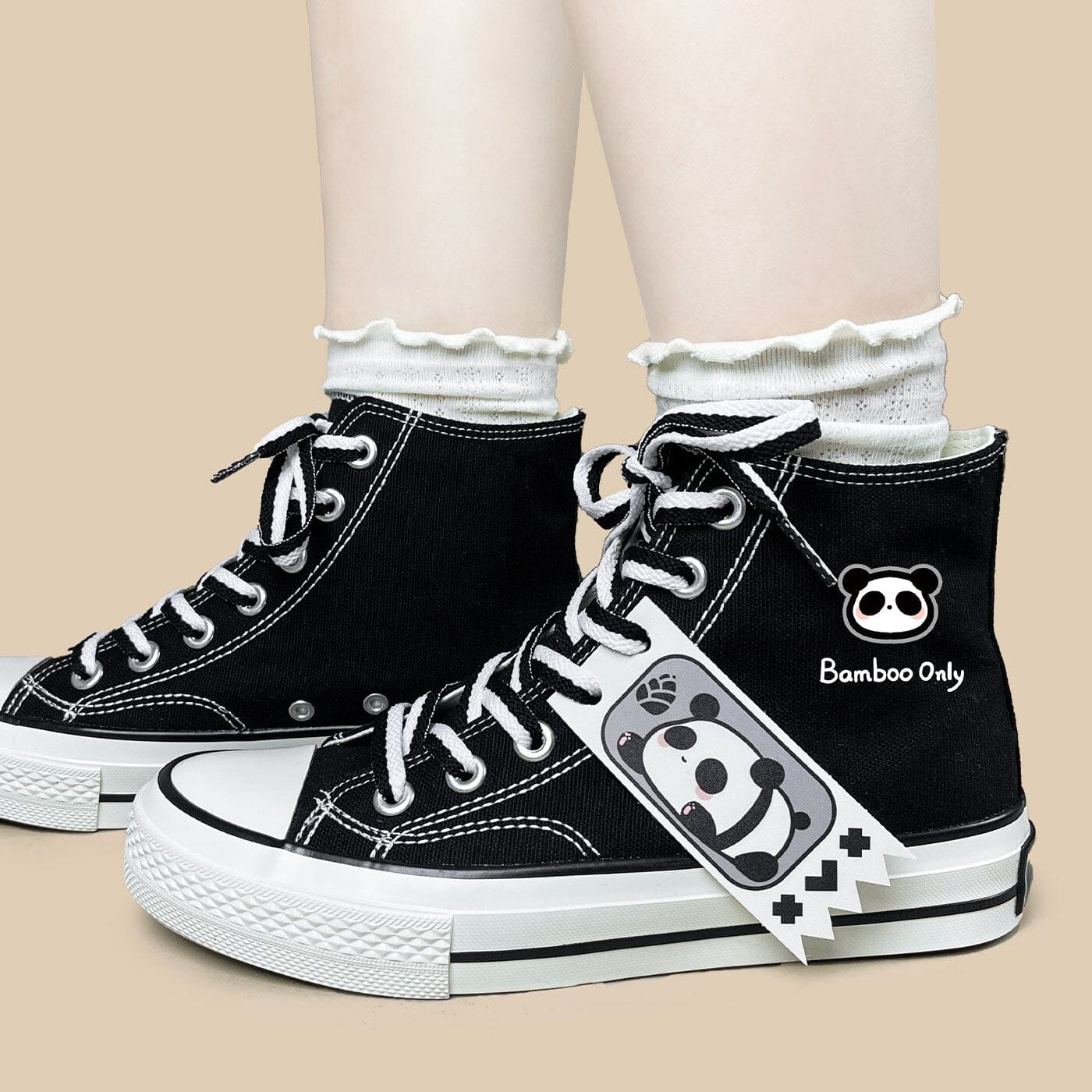 Bamboo Only Panda High Top Canvas Shoes - Unisex - Image 9