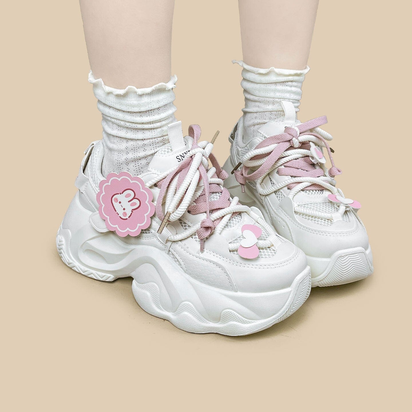 Blush Bunny Charm Chunky Sneakers - Unisex - Image 8