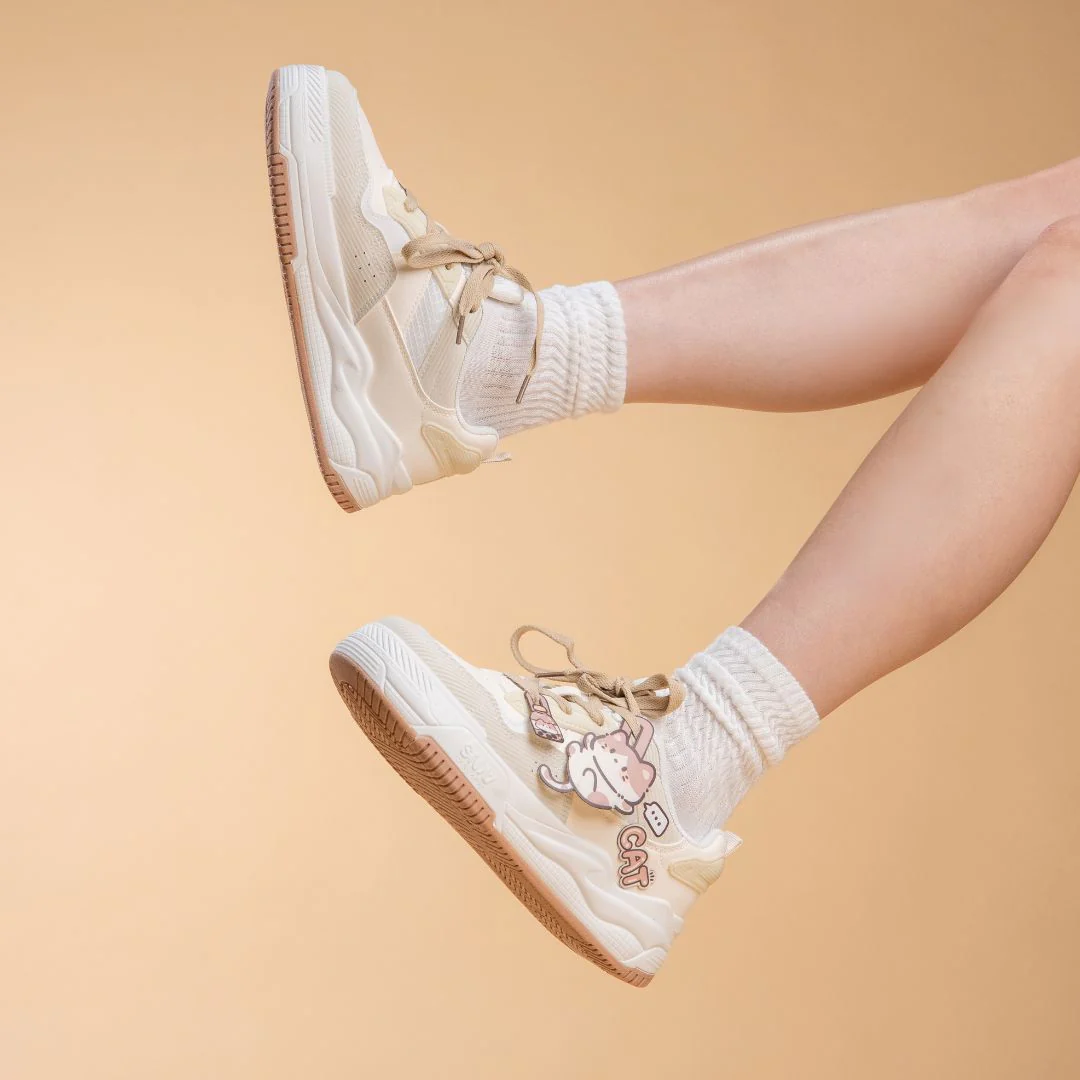 Boba Lovin Chubby Kitty White Sneakers - Women's - Image 5