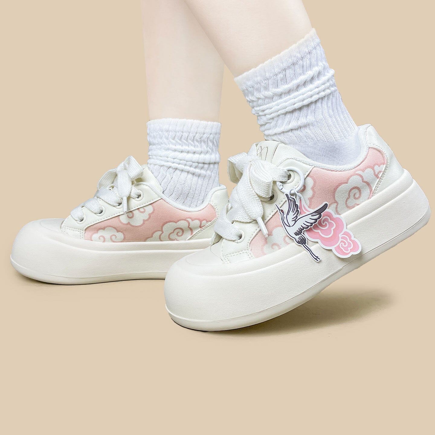 Celestial Crane Print Chunky Sneakers - Women's - Image 6