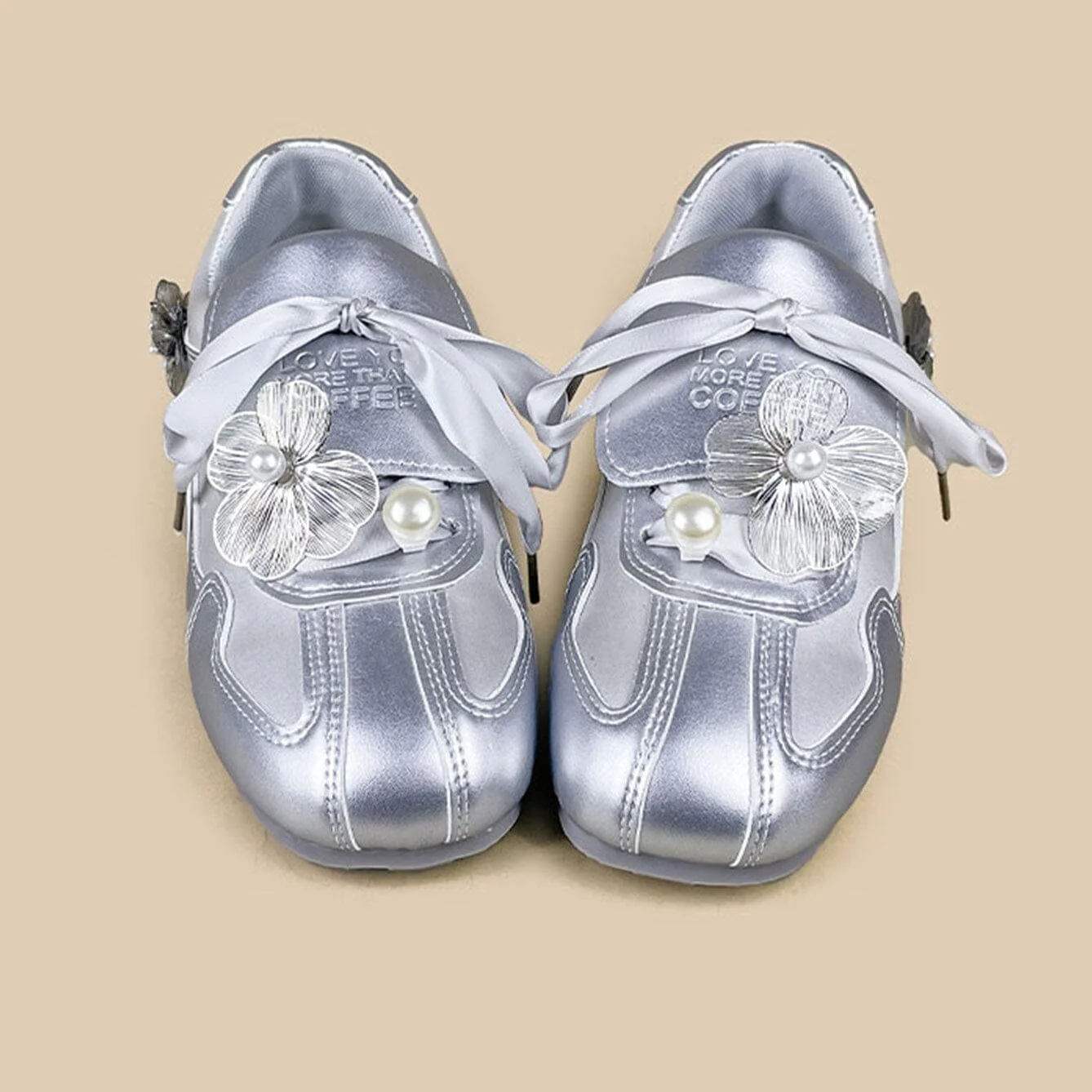 Celestial Metallic Silver Pearl Bloom Sneakers - Women's - Image 3