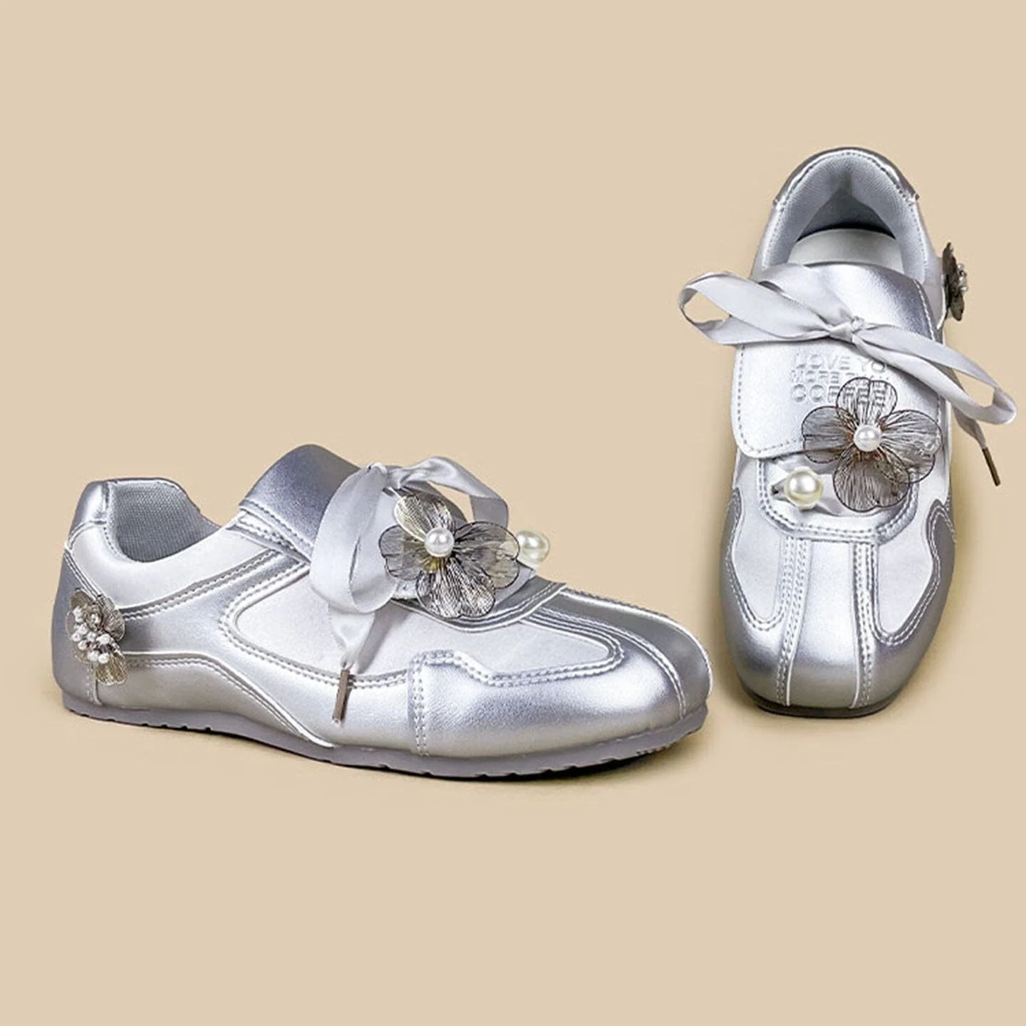 Celestial Metallic Silver Pearl Bloom Sneakers - Women's - Image 4