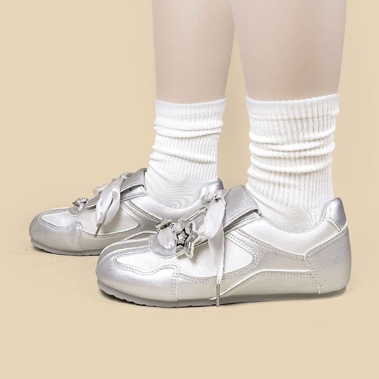 Celestial Metallic Silver Star Charm Sneakers - Women's - Image 10