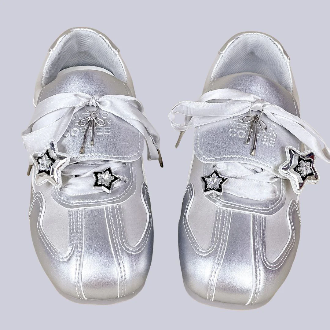 Celestial Metallic Silver Star Charm Sneakers - Women's - Image 2
