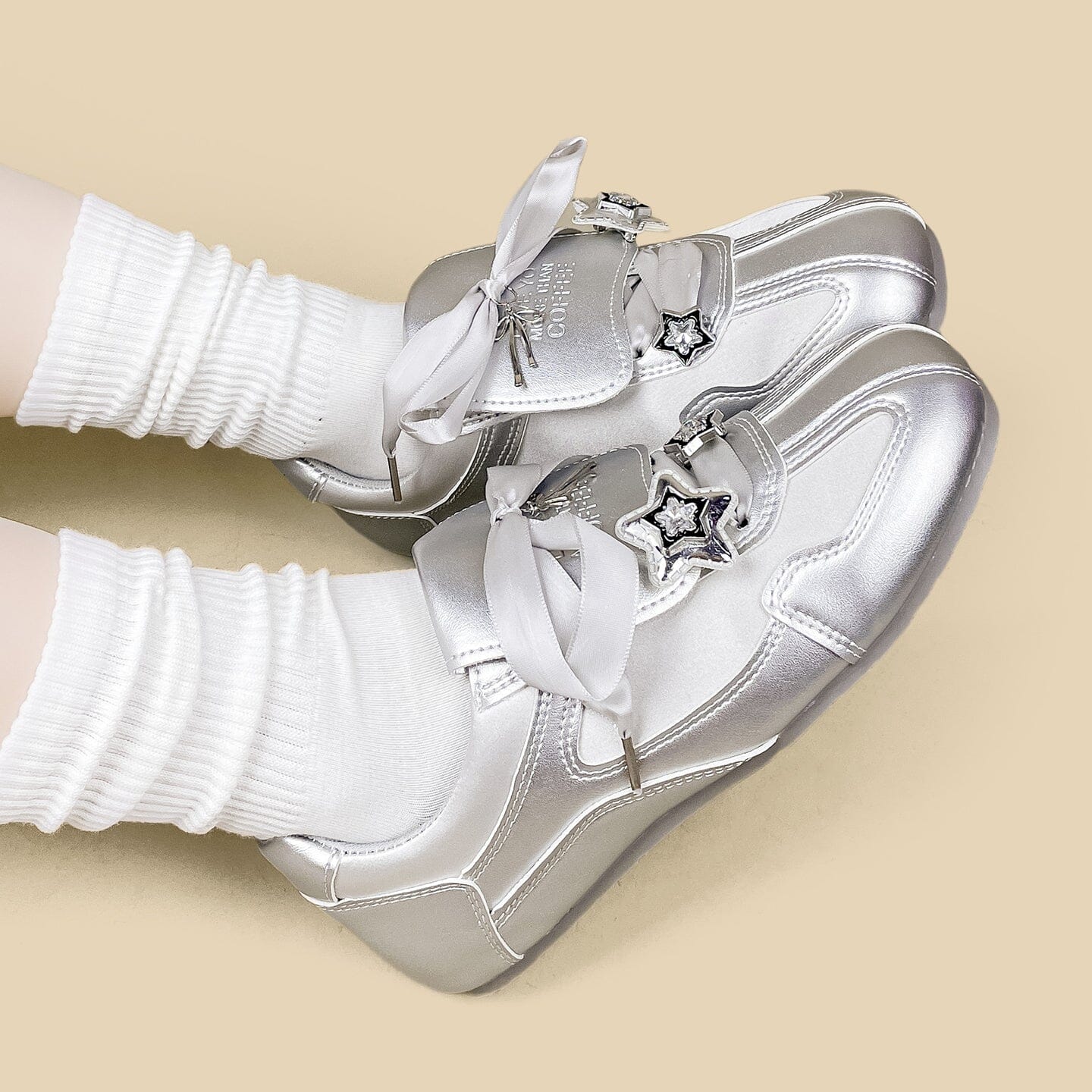 Celestial Metallic Silver Star Charm Sneakers - Women's - Image 7
