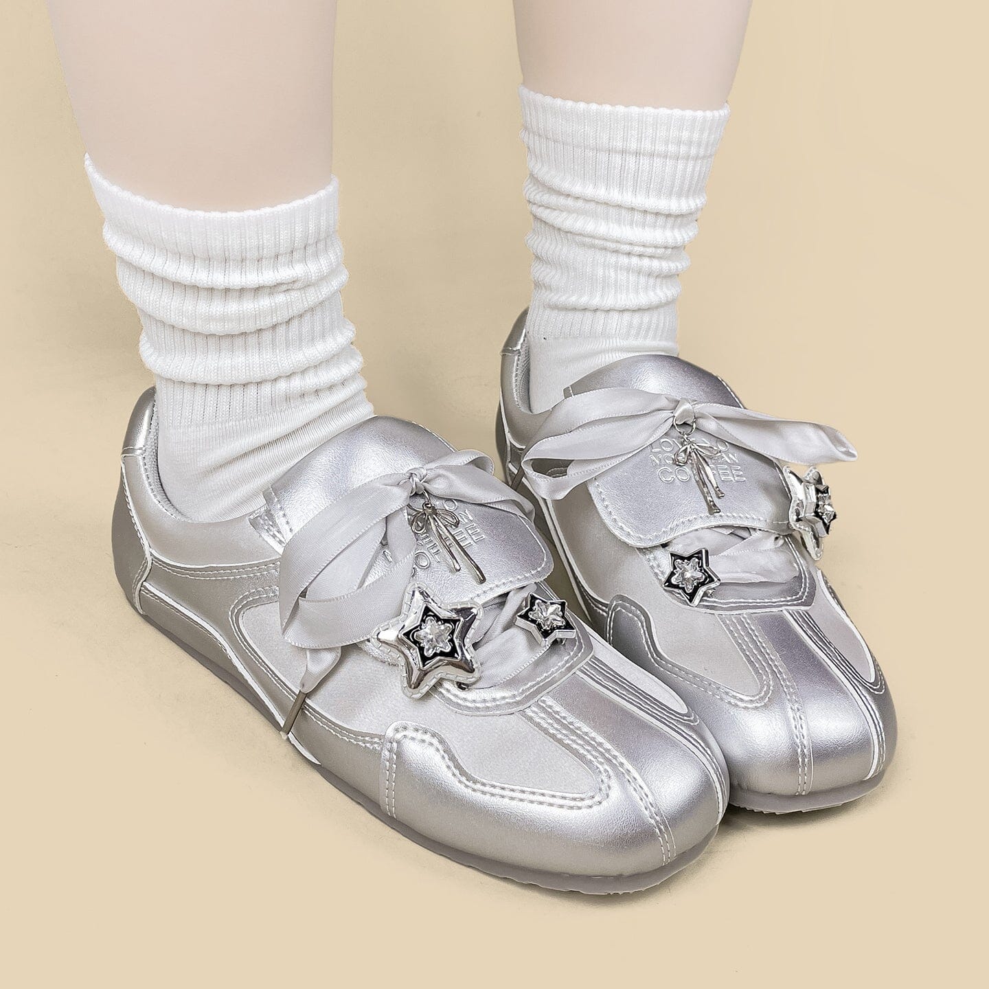 Celestial Metallic Silver Star Charm Sneakers - Women's - Image 8