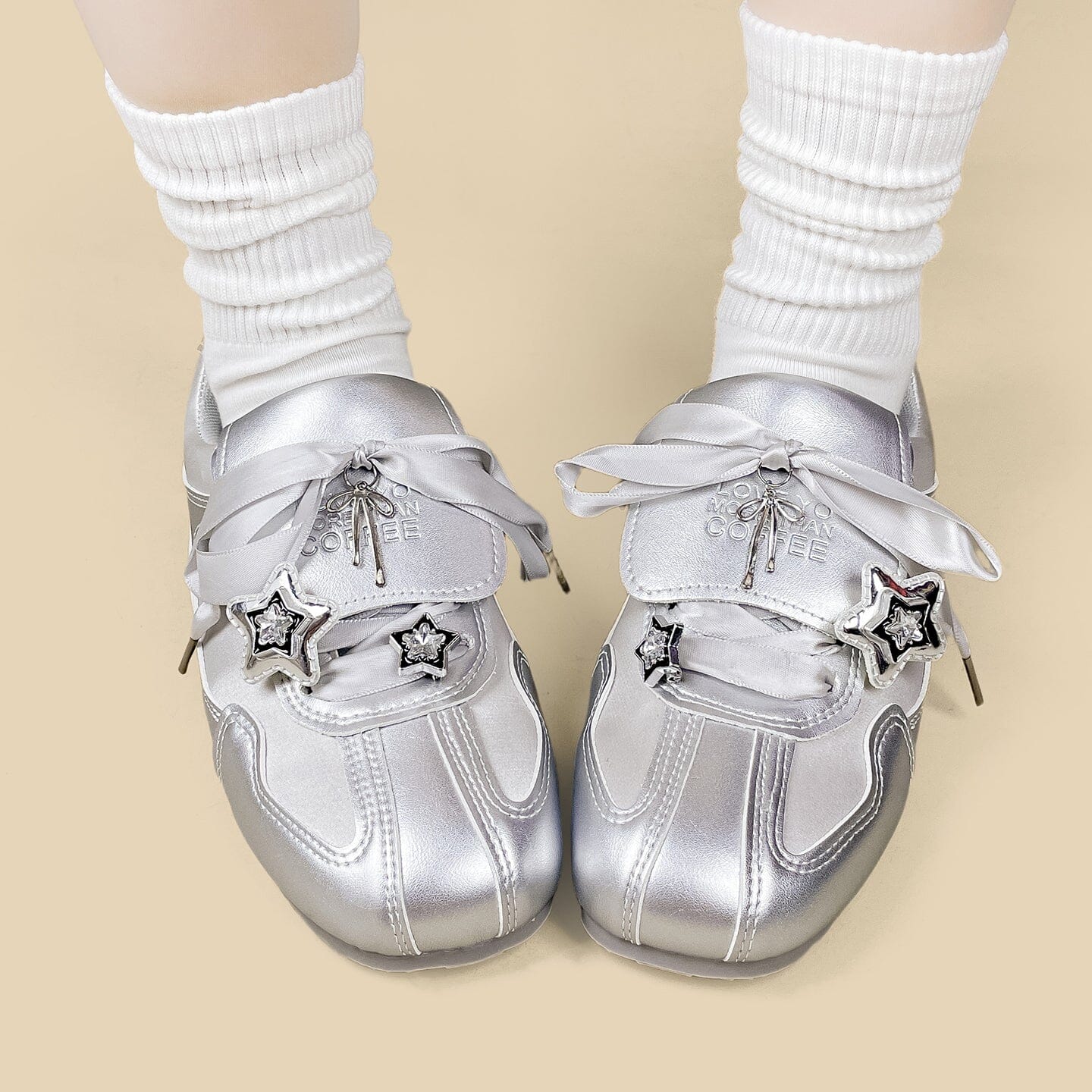Celestial Metallic Silver Star Charm Sneakers - Women's - Image 9