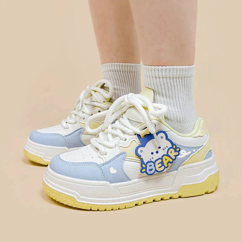 *CLEARANCE* Beary Bright Chunky Casual White Sneakers - Women's - Image 6