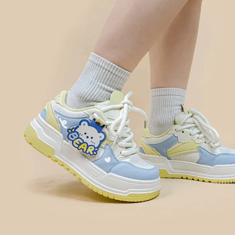 *CLEARANCE* Beary Bright Chunky Casual White Sneakers - Women's - Image 7