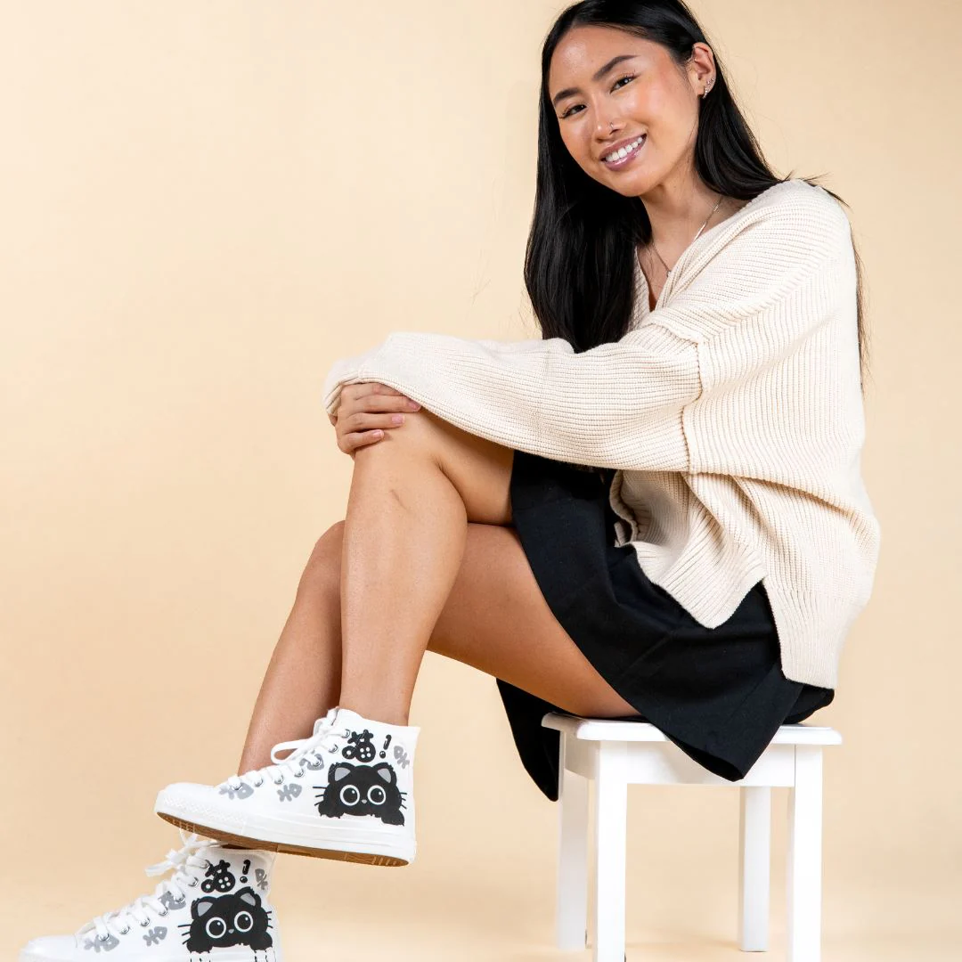 *CLEARANCE* Boo the Black Kitty High Top Canvas Shoes - Women's - Image 3