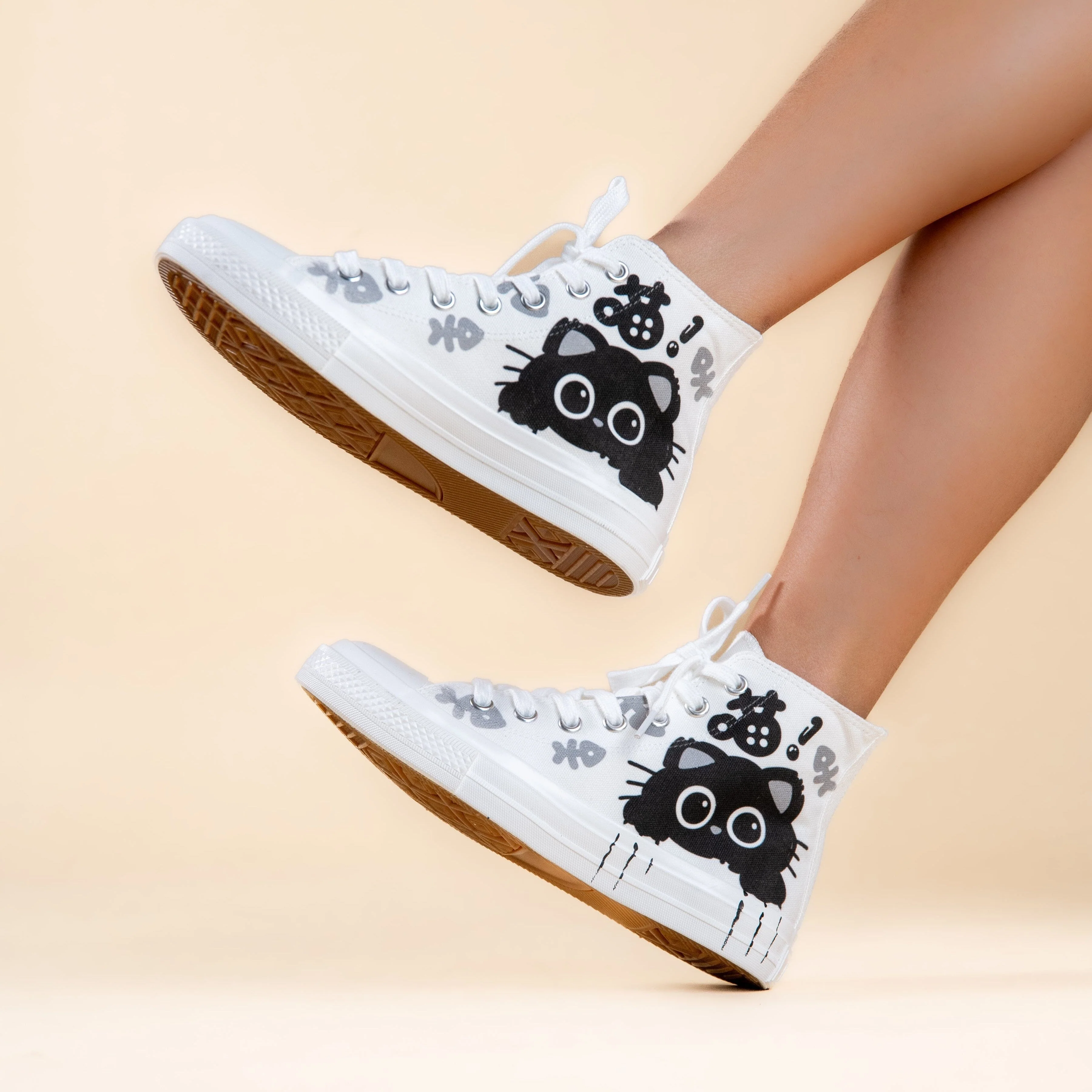 *CLEARANCE* Boo the Black Kitty High Top Canvas Shoes - Women's - Image 4