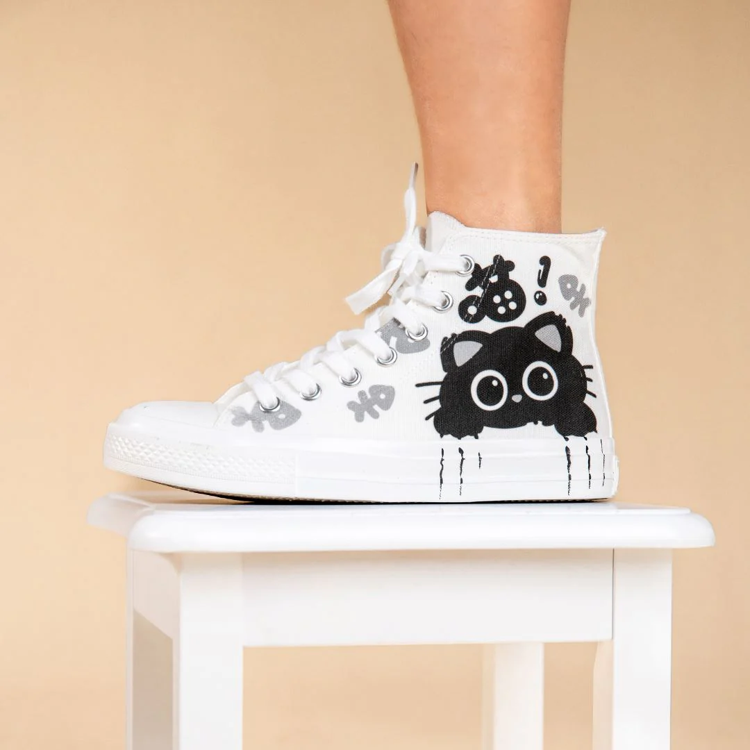 *CLEARANCE* Boo the Black Kitty High Top Canvas Shoes - Women's - Image 5