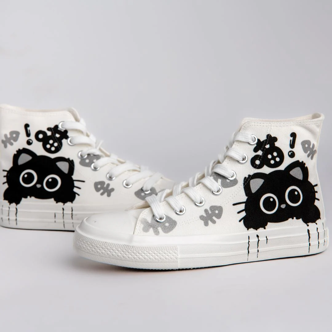 *CLEARANCE* Boo the Black Kitty High Top Canvas Shoes - Women's - Image 7