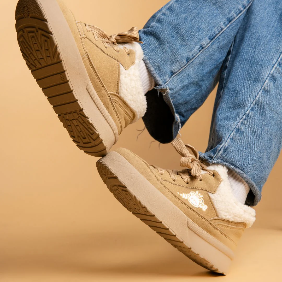 Cozy Bear Ultra Chunky Beige Mid Top Shoes - Women's - Image 10