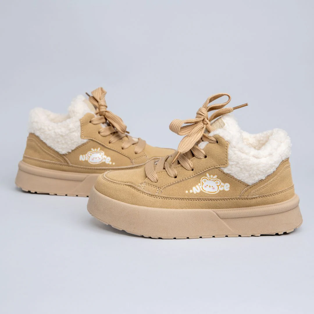 Cozy Bear Ultra Chunky Beige Mid Top Shoes - Women's - Image 4