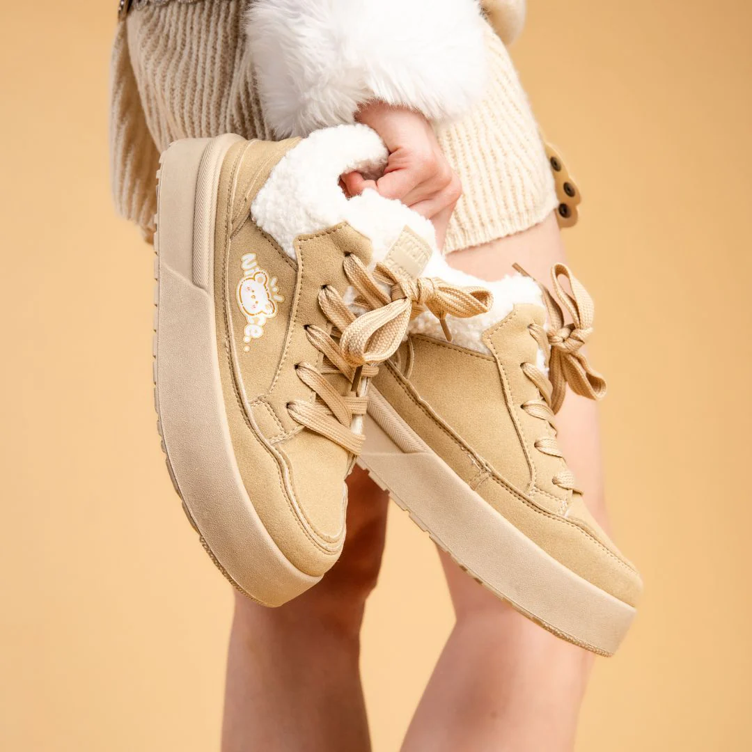 Cozy Bear Ultra Chunky Beige Mid Top Shoes - Women's - Image 5