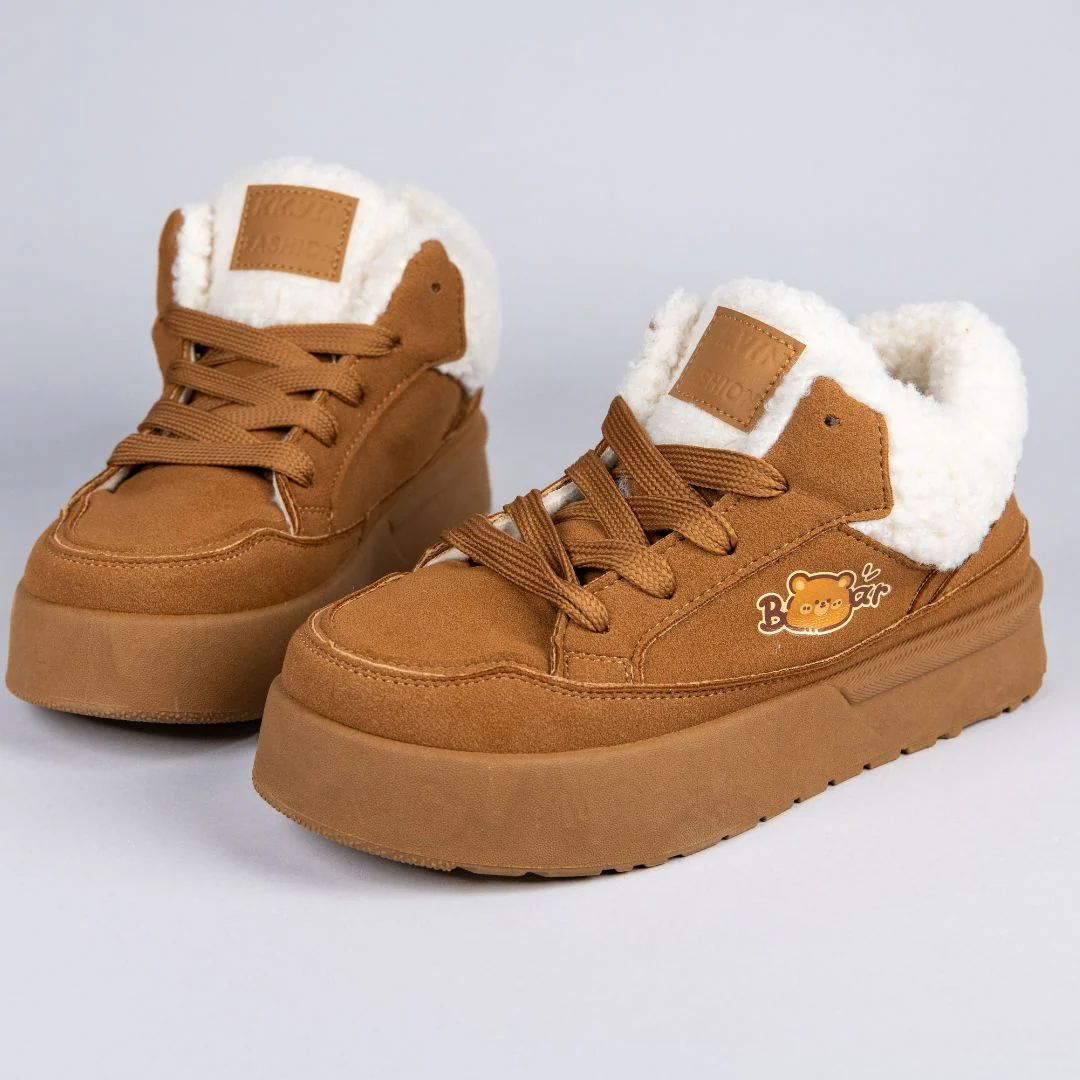 *CLEARANCE* Cozy Bear Ultra Chunky Brown Mid Top Shoes - Women's - Image 3