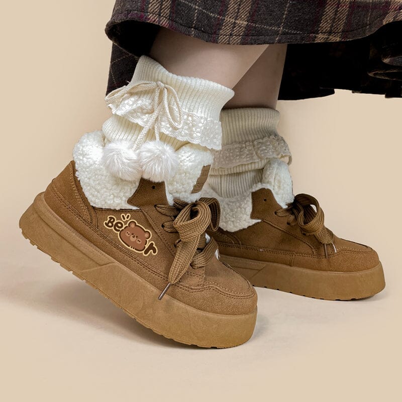 *CLEARANCE* Cozy Bear Ultra Chunky Brown Mid Top Shoes - Women's - Image 5