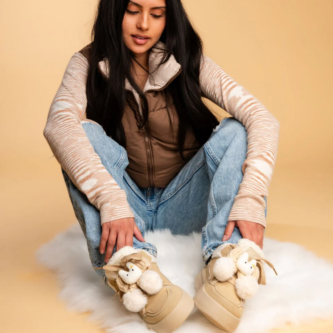 Cozy Bunny Ultra Chunky Beige Mid Top Shoes - Women's - Image 11