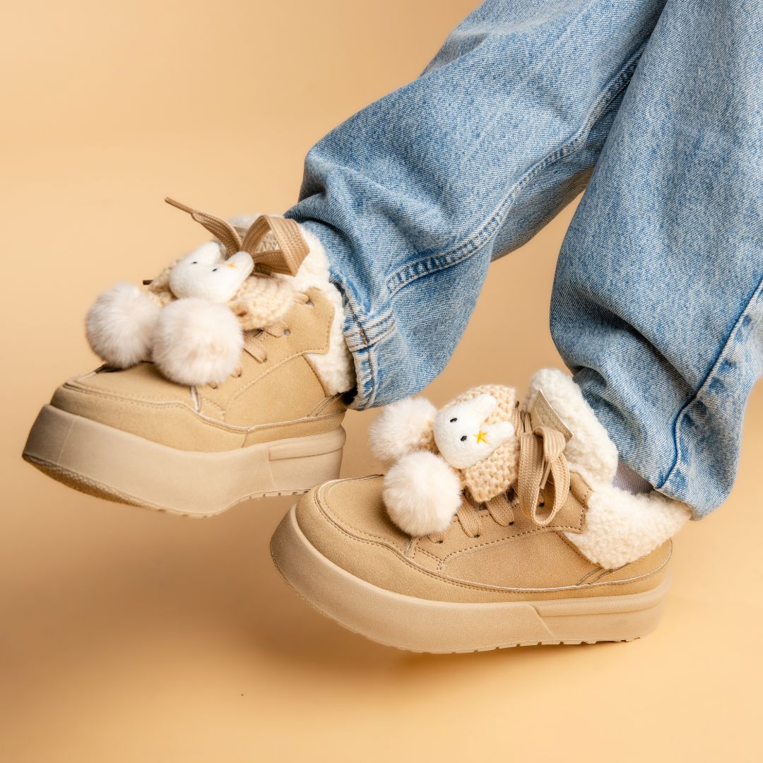 Cozy Bunny Ultra Chunky Beige Mid Top Shoes - Women's - Image 6