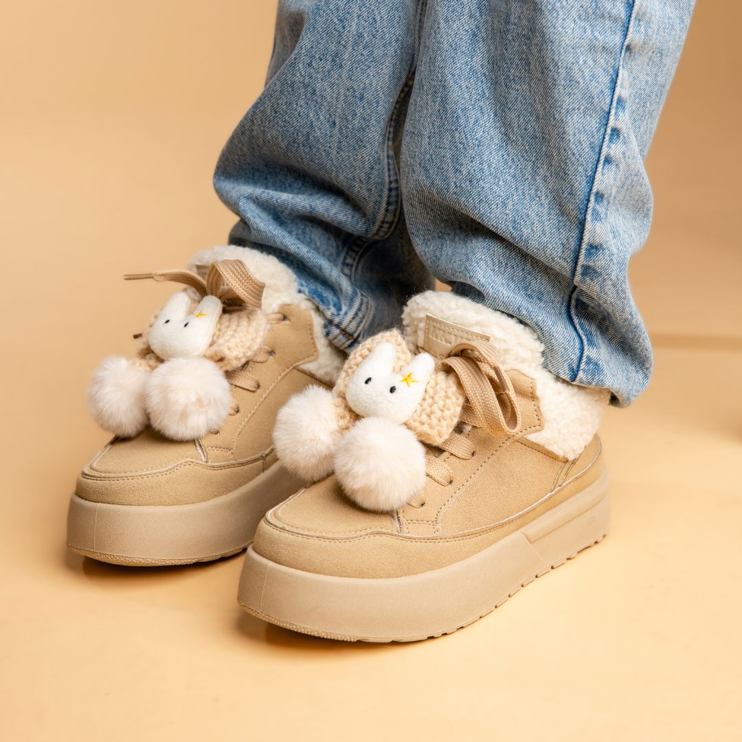 Cozy Bunny Ultra Chunky Beige Mid Top Shoes - Women's - Image 7