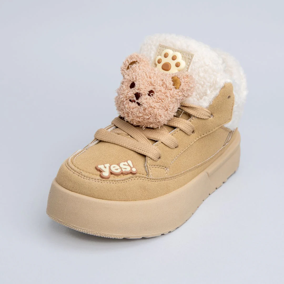 Cozy Fluffy Bear Ultra Chunky Beige Mid Top Shoes - Women's - Image 5