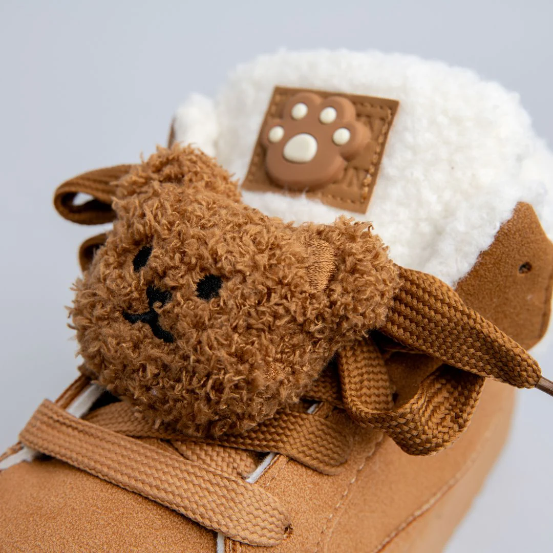 Cozy Fluffy Bear Ultra Chunky Brown Mid Top Shoes - Women's - Image 4