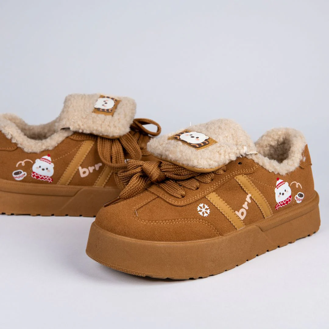 *CLEARANCE* Cozy Fluffy Polar Bear Fleece Lined Foldover Sneakers - Women's - Image 3
