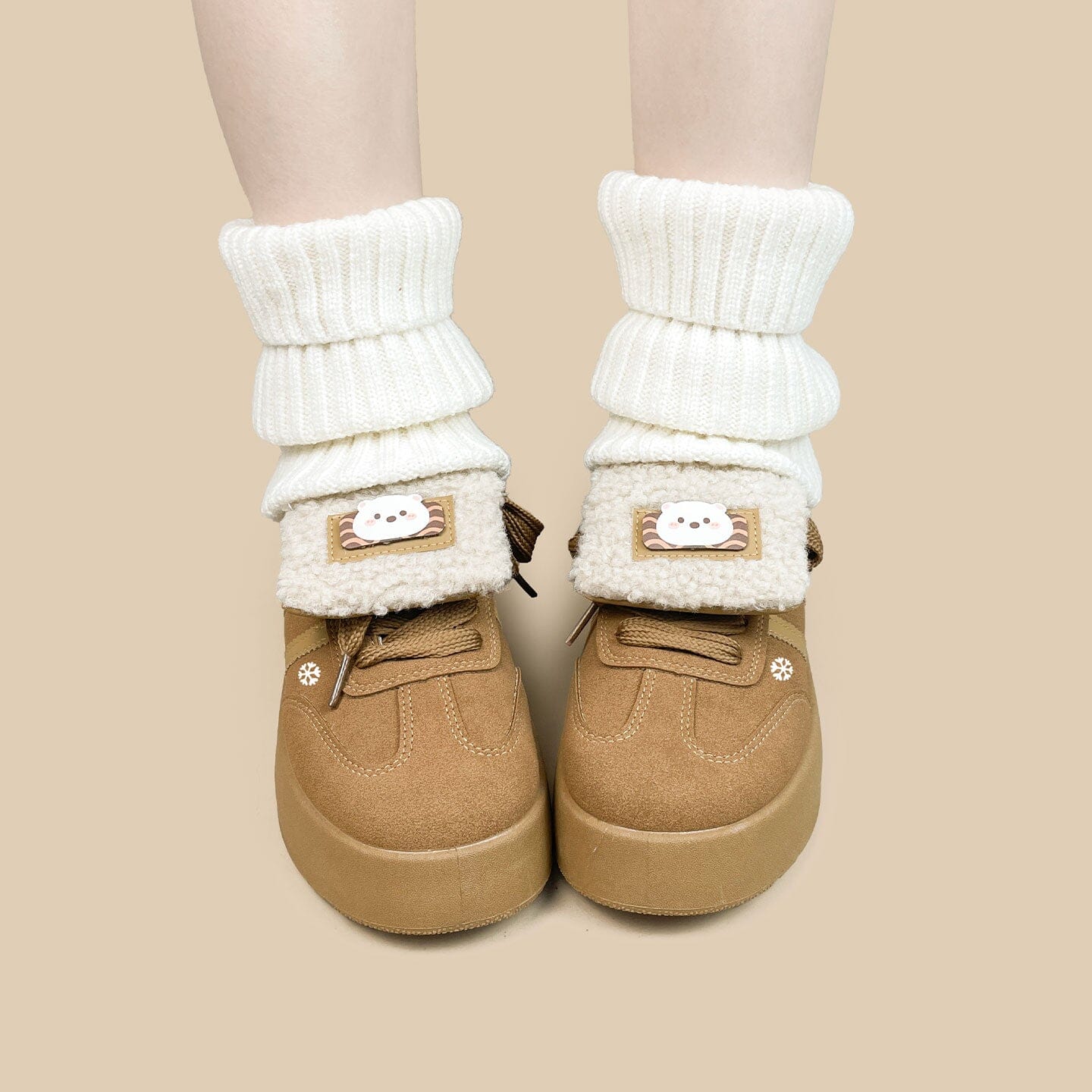 *CLEARANCE* Cozy Fluffy Polar Bear Fleece Lined Foldover Sneakers - Women's - Image 9