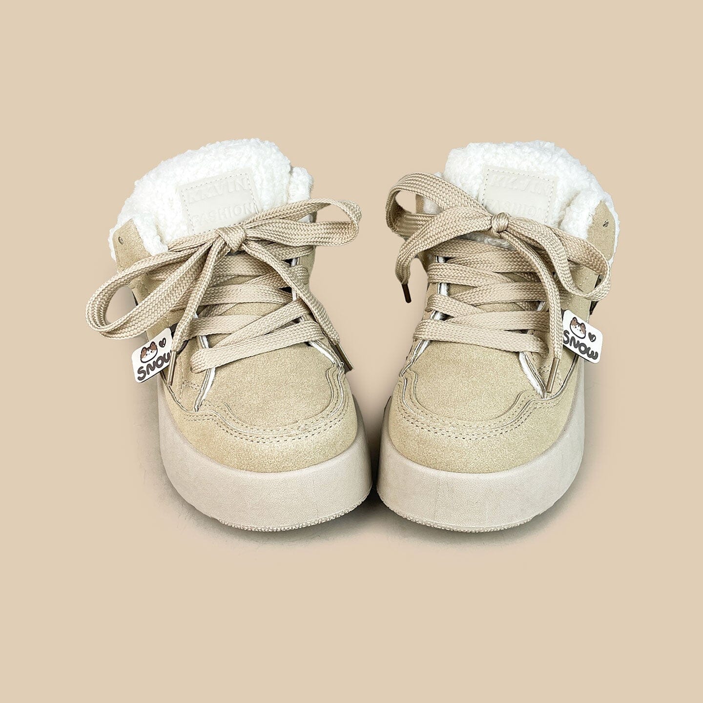 *CLEARANCE* Cozy Kitty Ultra Chunky Beige Mid Top Shoes - Women's - Image 3