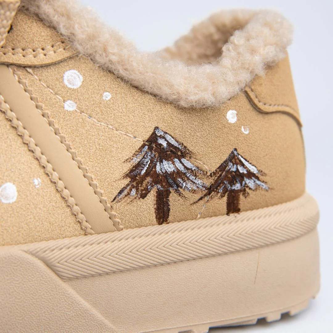 *CLEARANCE* Cozy Sleepy Reindeer Chunky Beige Foldover Shoes - Women's - Image 6