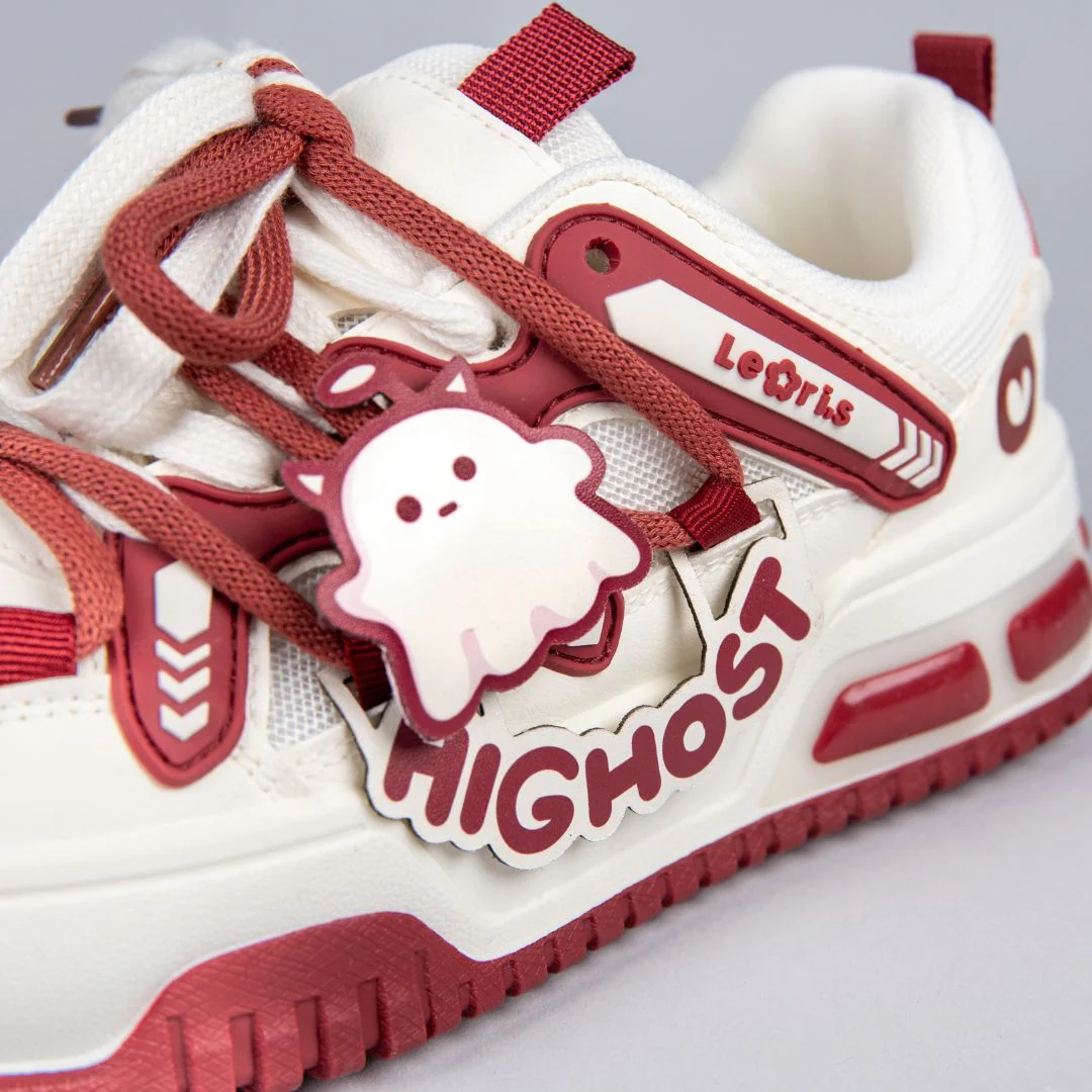 Friendly Ghost Chunky Casual Red Sneakers - Unisex - Image 2