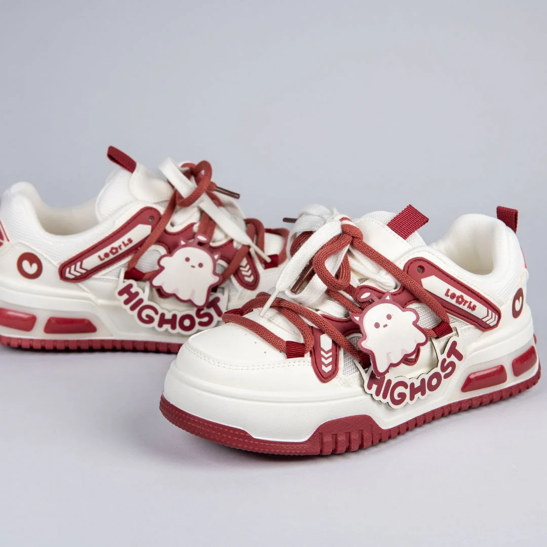 Friendly Ghost Chunky Casual Red Sneakers - Unisex - Image 4