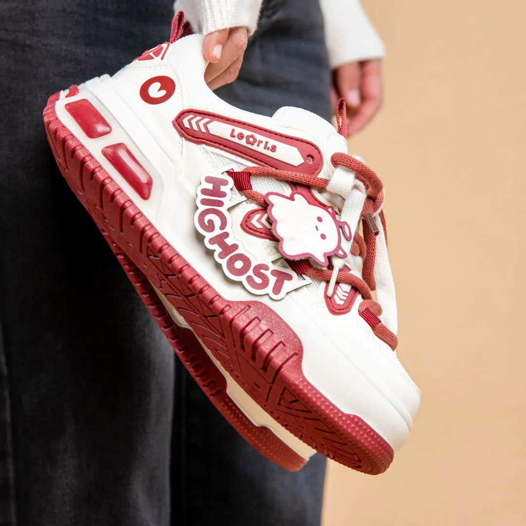 Friendly Ghost Chunky Casual Red Sneakers - Unisex - Image 5