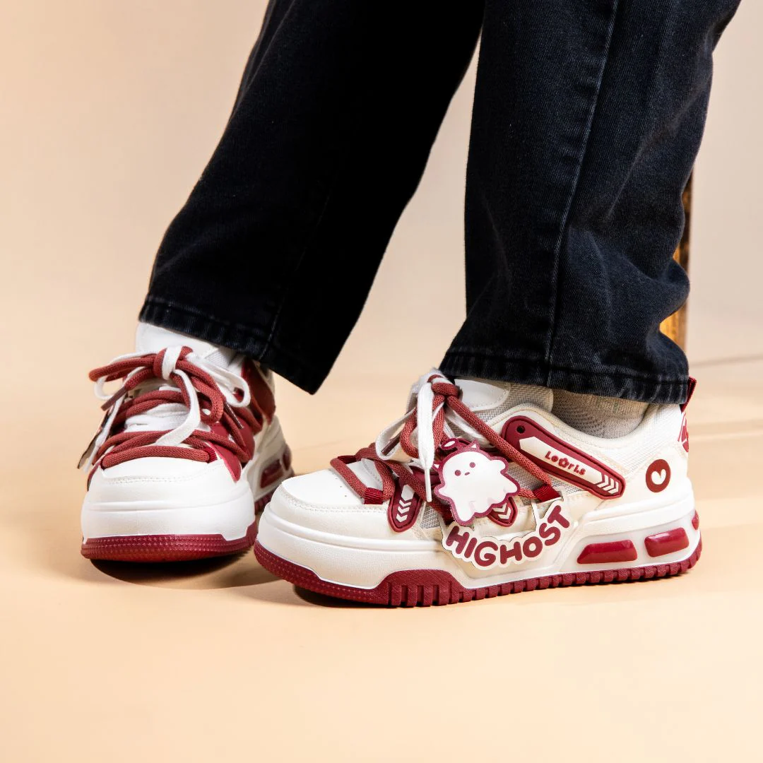 Friendly Ghost Chunky Casual Red Sneakers - Unisex - Image 7