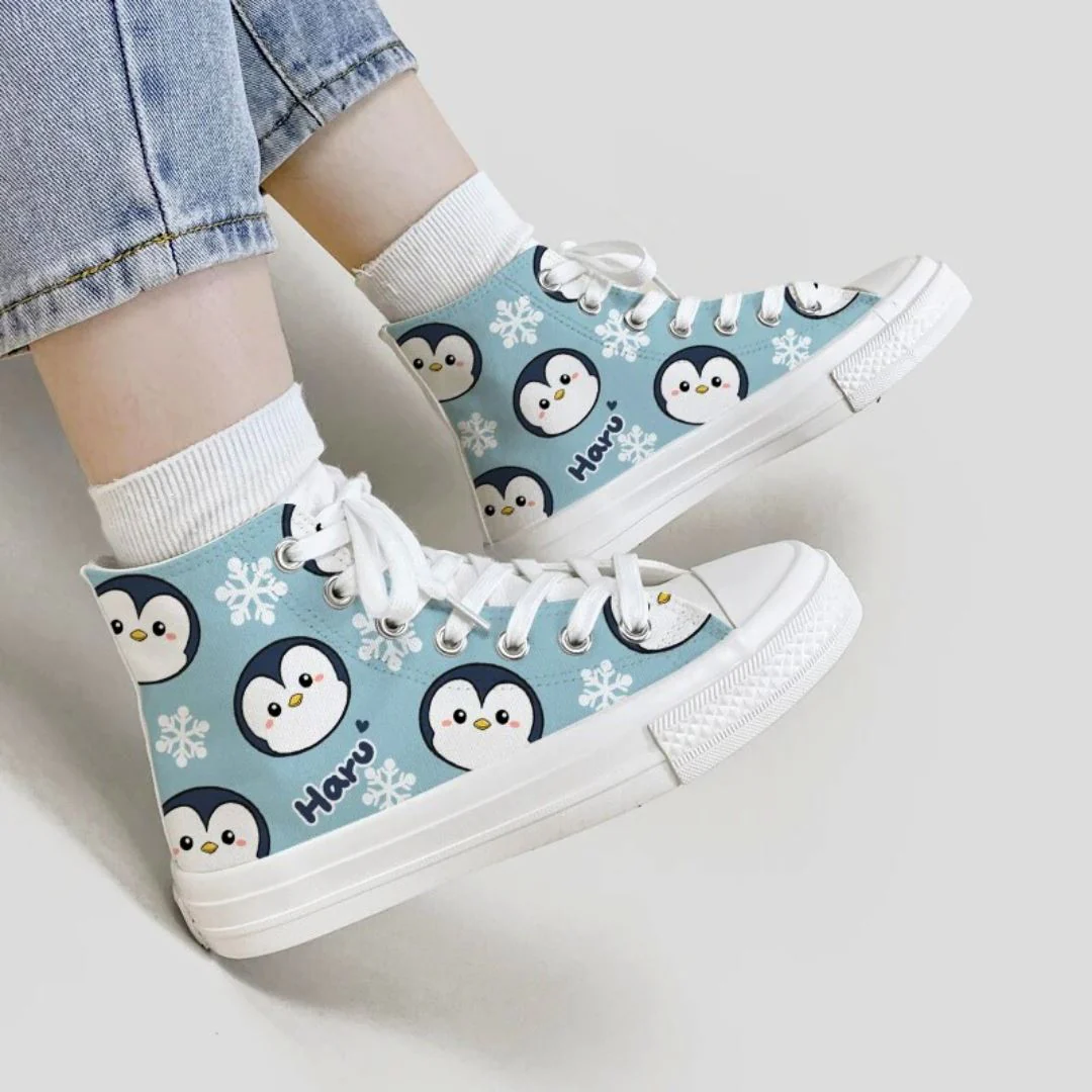 *CLEARANCE* Haru the Penguin High Top Canvas Shoes - Unisex - Image 3