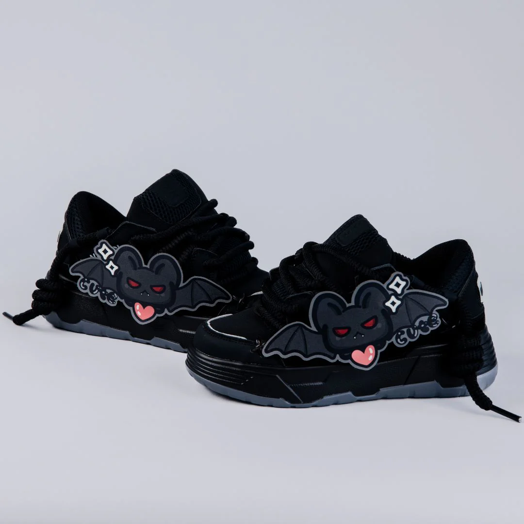Kawaii Bat Midnight Black Chunky Shoes - Unisex - Image 4