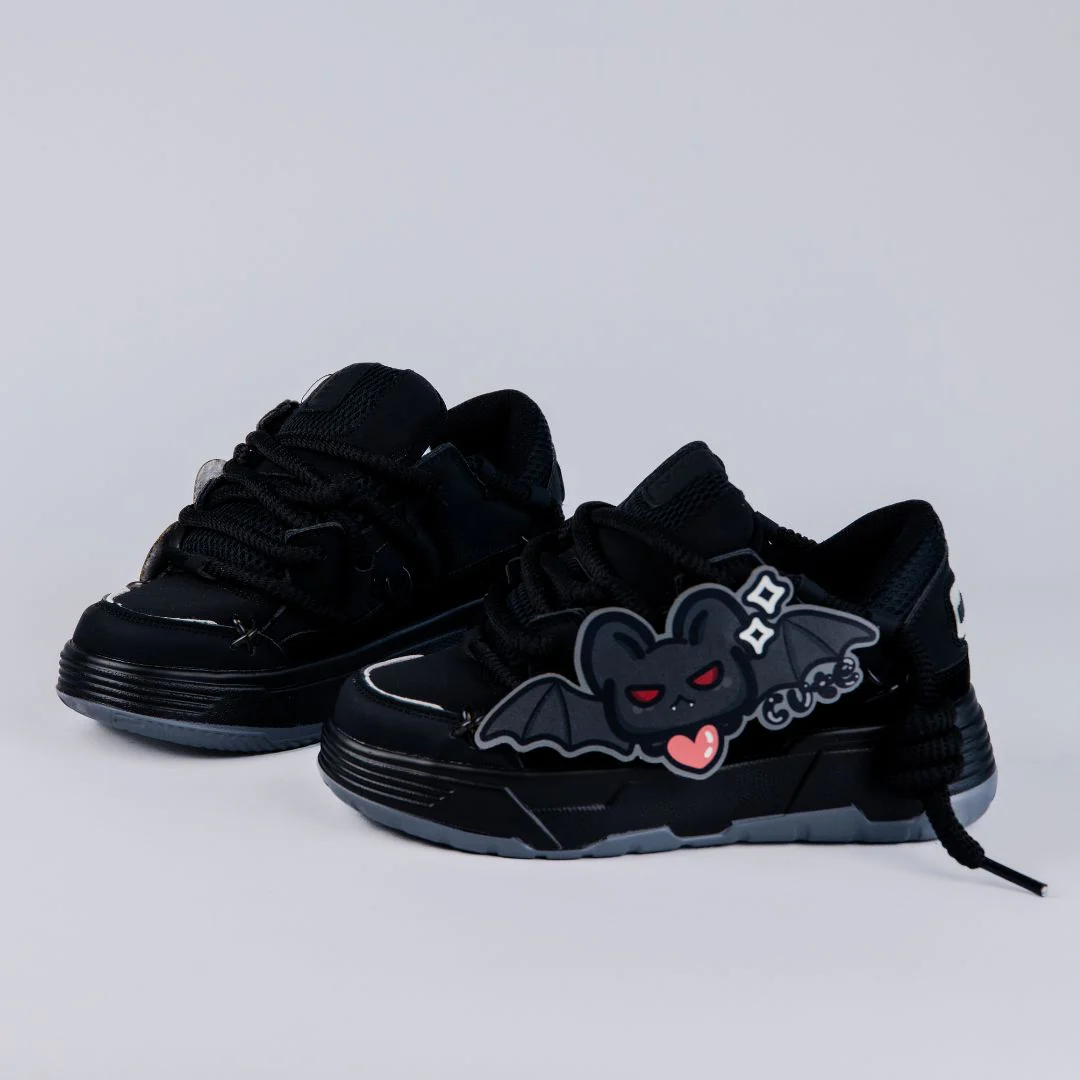 Kawaii Bat Midnight Black Chunky Shoes - Unisex - Image 5