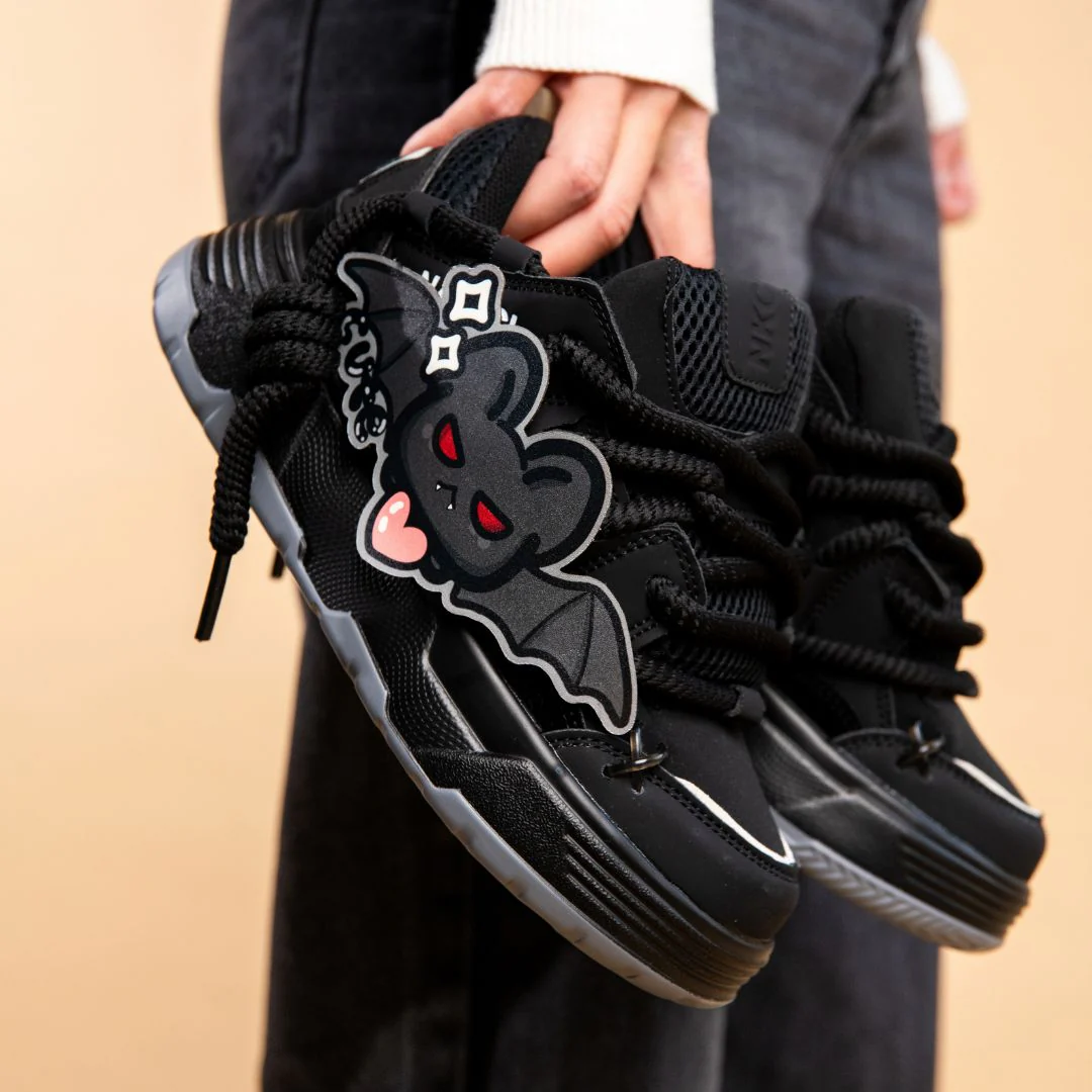 Kawaii Bat Midnight Black Chunky Shoes - Unisex - Image 6