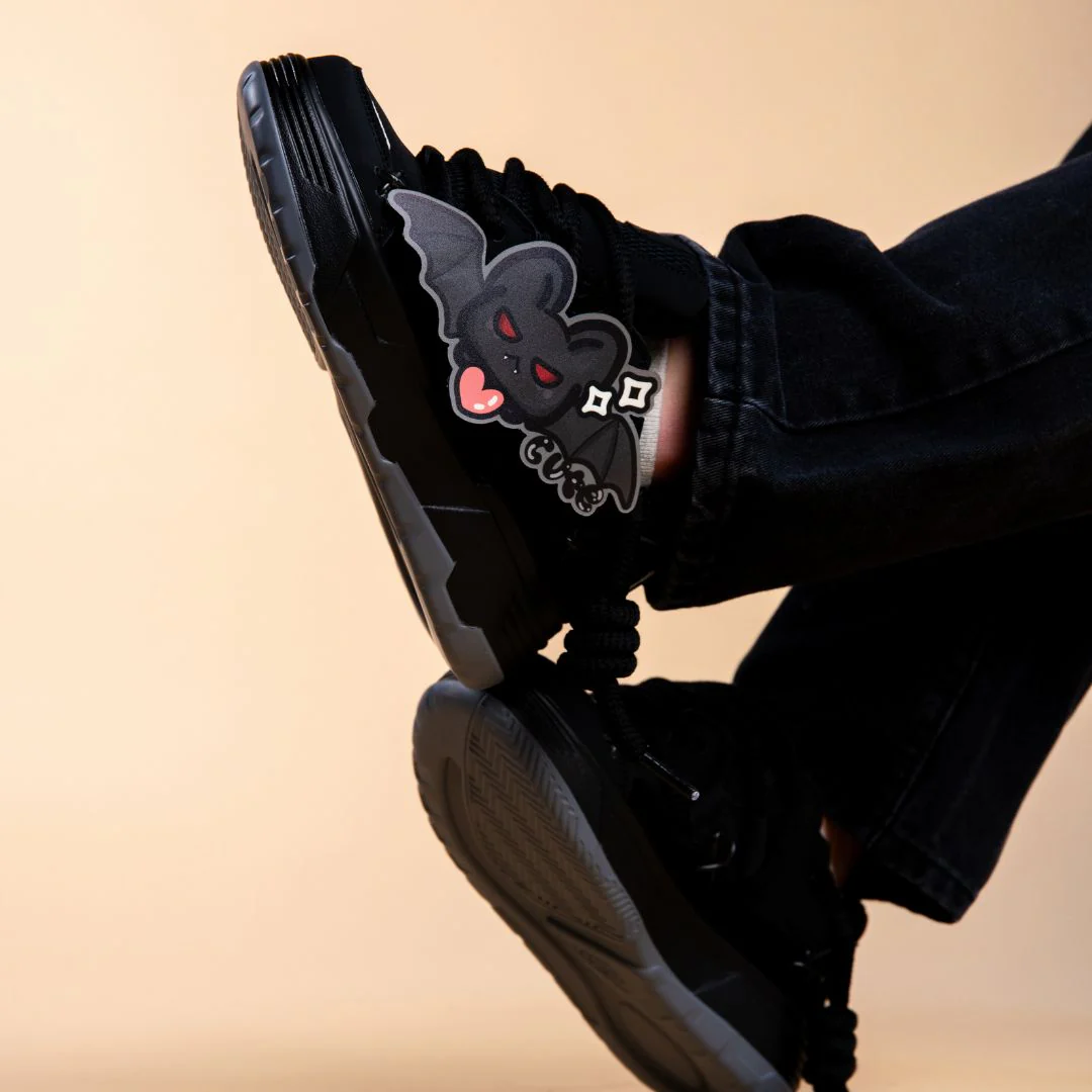 Kawaii Bat Midnight Black Chunky Shoes - Unisex - Image 8