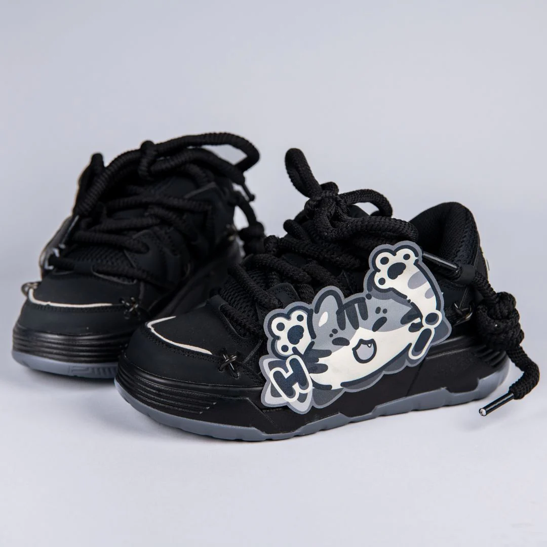 Kawaii Neko Midnight Black Chunky Shoes - Unisex - Image 3