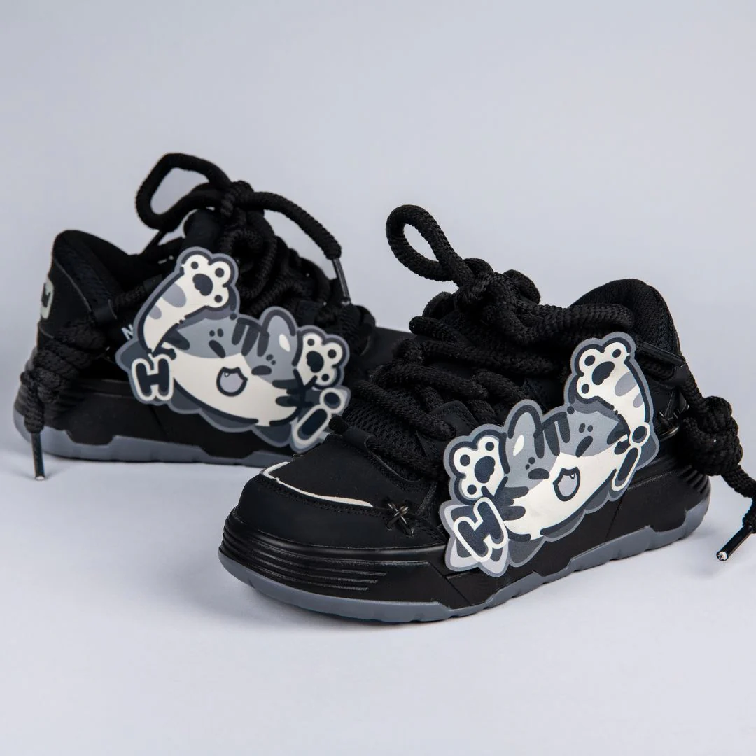 Kawaii Neko Midnight Black Chunky Shoes - Unisex - Image 4