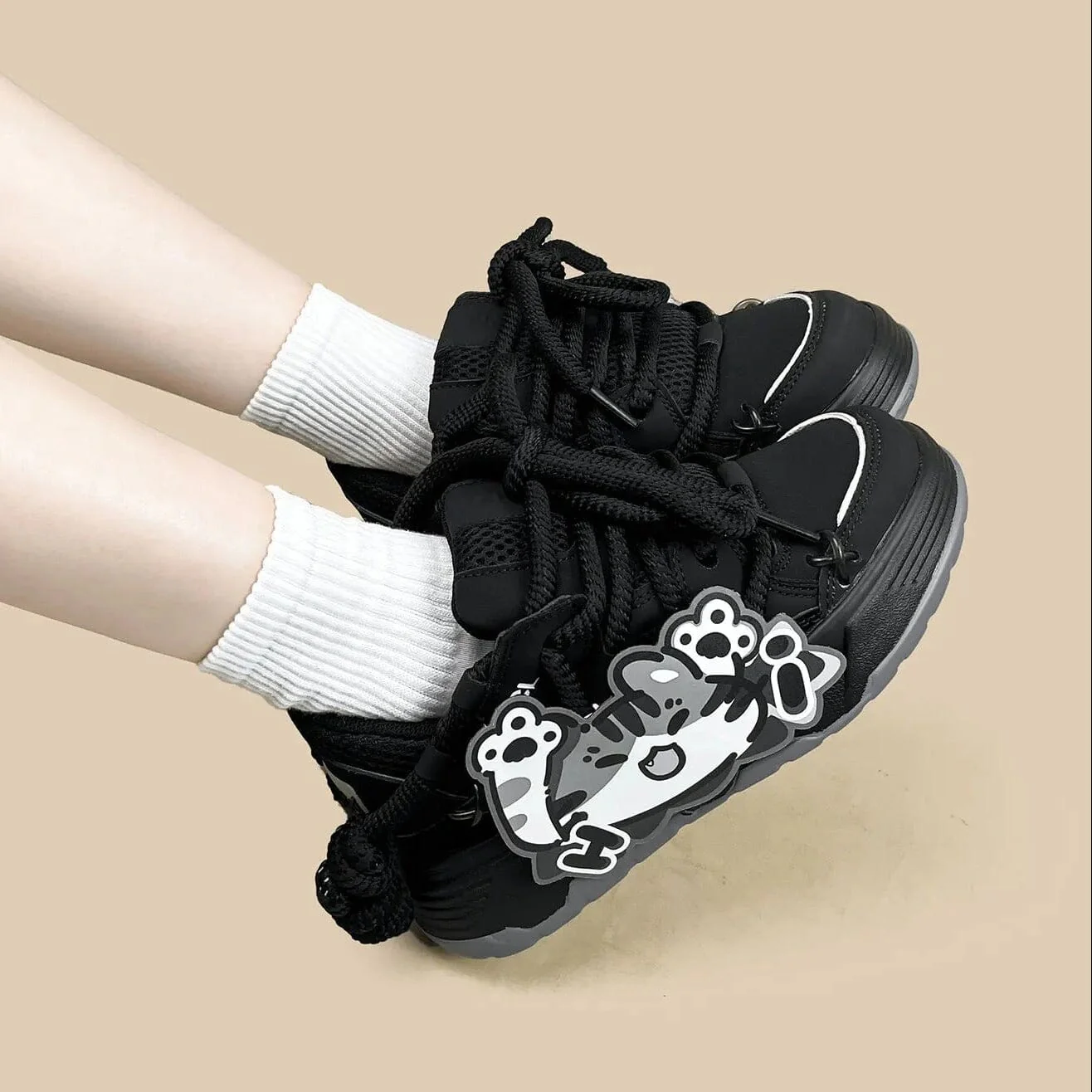 Kawaii Neko Midnight Black Chunky Shoes - Unisex - Image 7