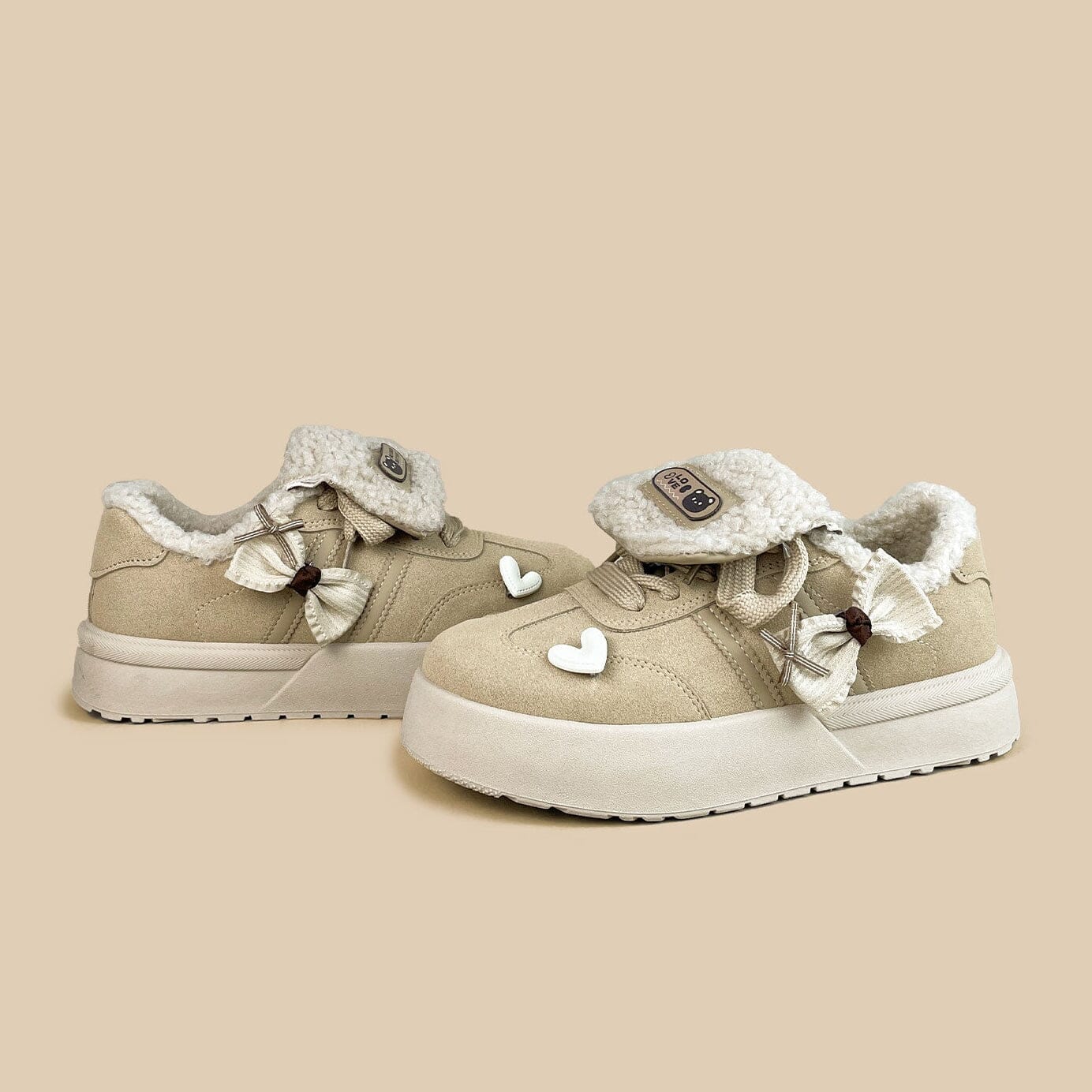 *CLEARANCE* Loving Bear Chunky Beige Foldover Shoes - Women's - Image 7