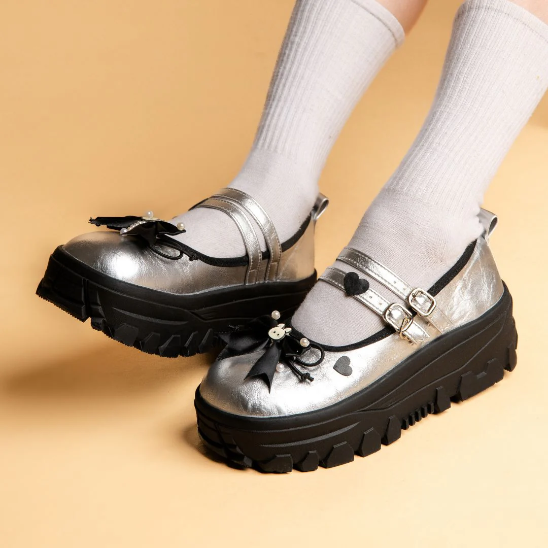 *CLEARANCE* Moonlight Silver Bunny Mary Janes Platform Sneakers - Women's - Image 5