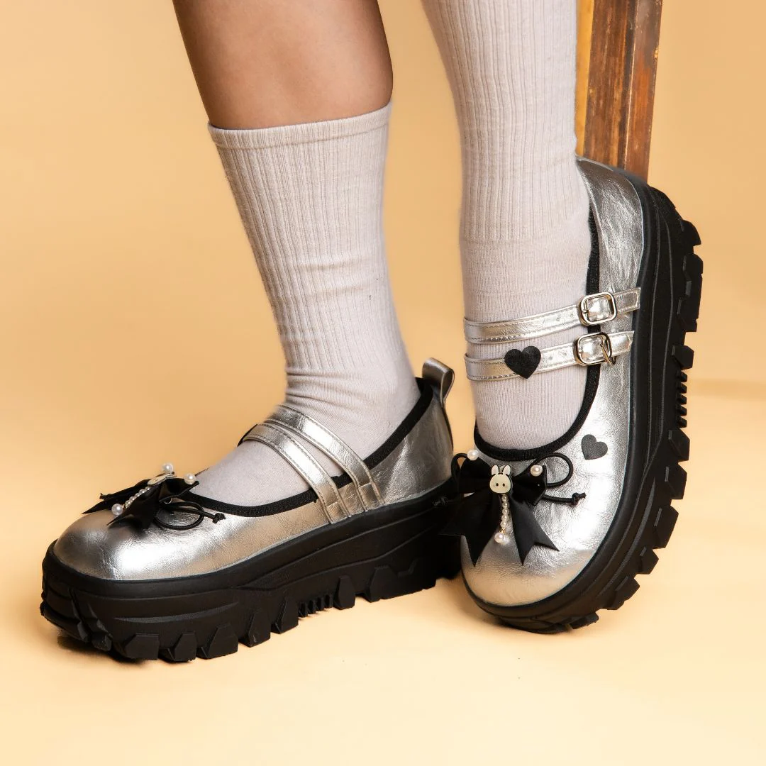 *CLEARANCE* Moonlight Silver Bunny Mary Janes Platform Sneakers - Women's - Image 8