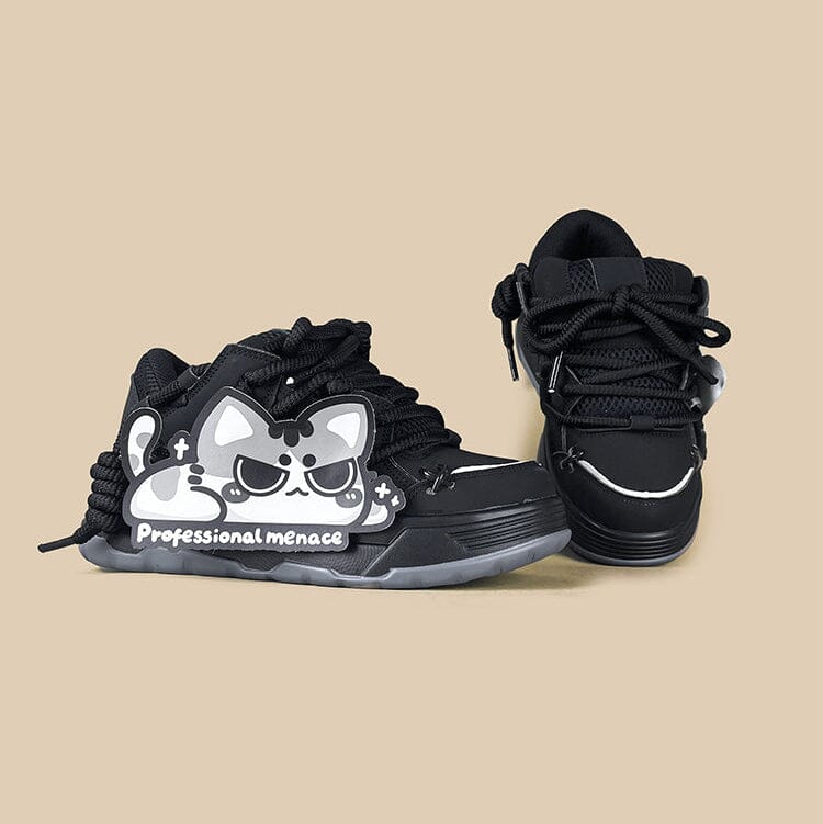 *CLEARANCE* Shadow Meow Chunky Casual Black Sneakers – Unisex - Image 3