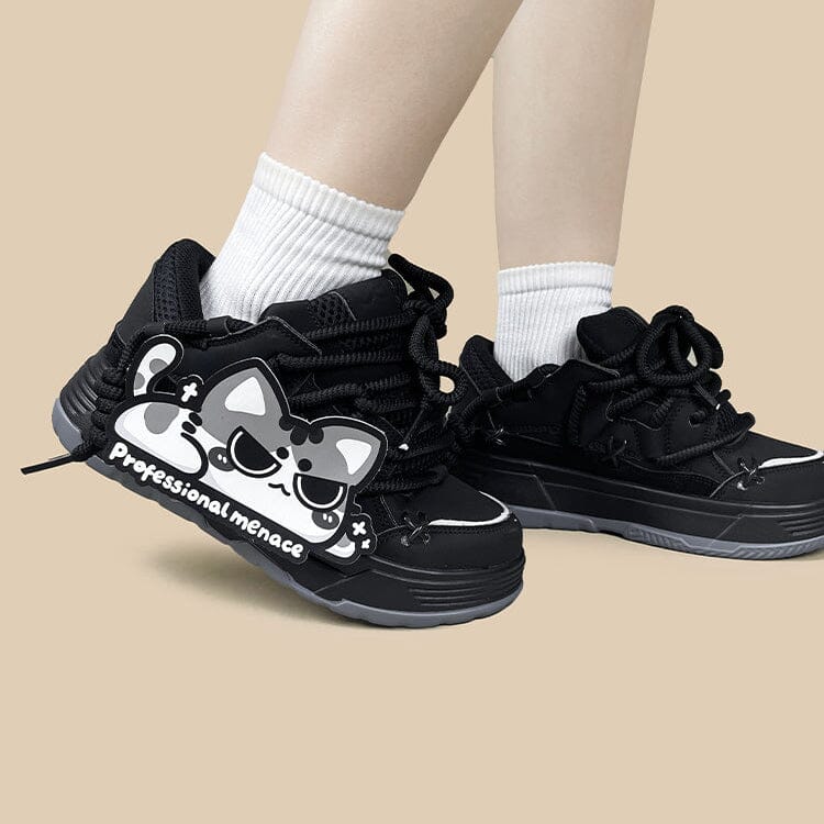 *CLEARANCE* Shadow Meow Chunky Casual Black Sneakers – Unisex - Image 5